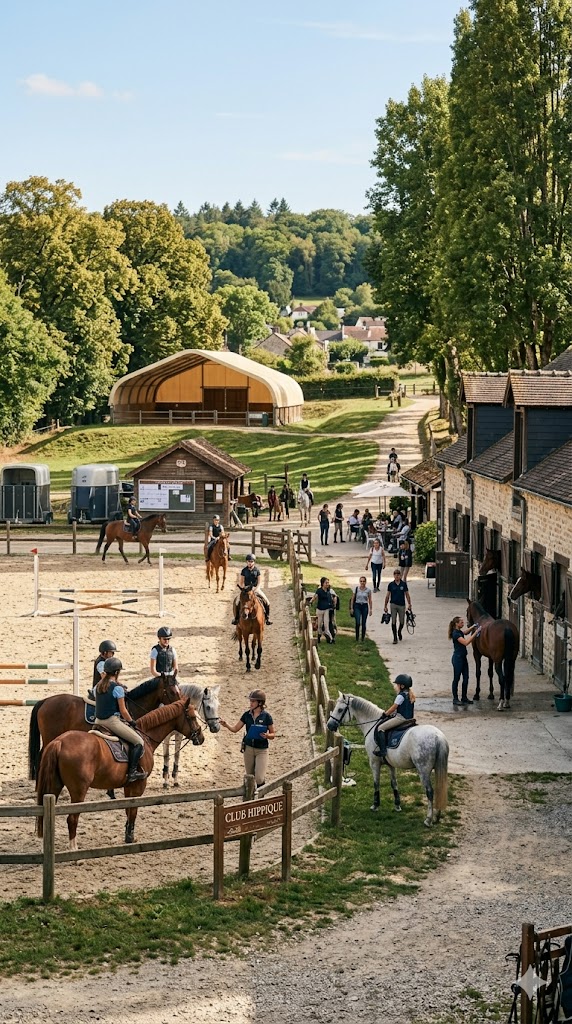 Vue d'ensemble d'un club hippique