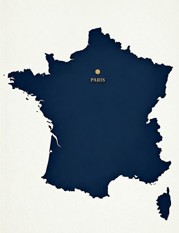 Carte de France stylisée avec Paris marqué